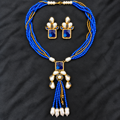 Premium Turkish Crystal and Pearl Necklace Set